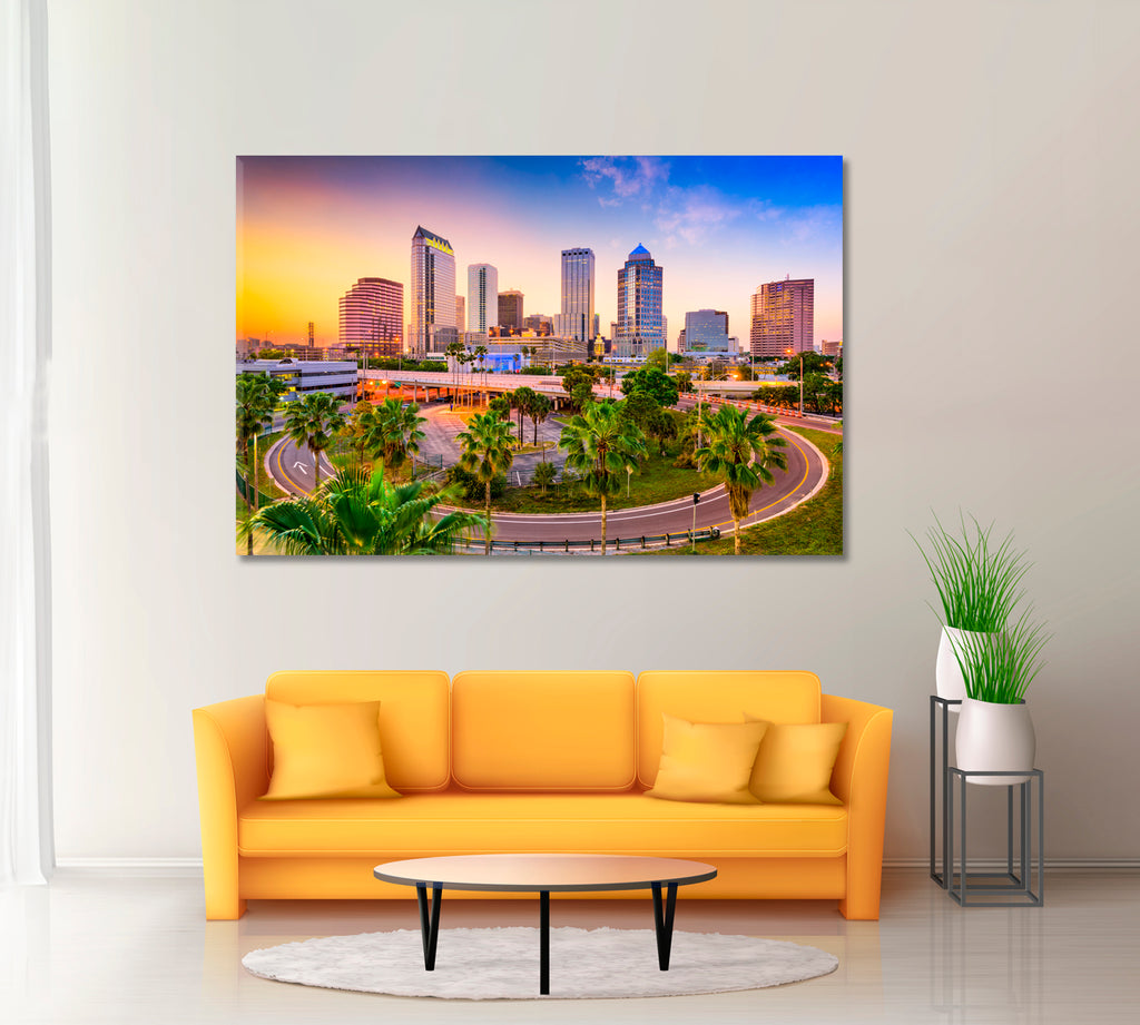 Tampa Florida Downtown Skyline Canvas Print ArtLexy 1 Panel 24"x16" inches 