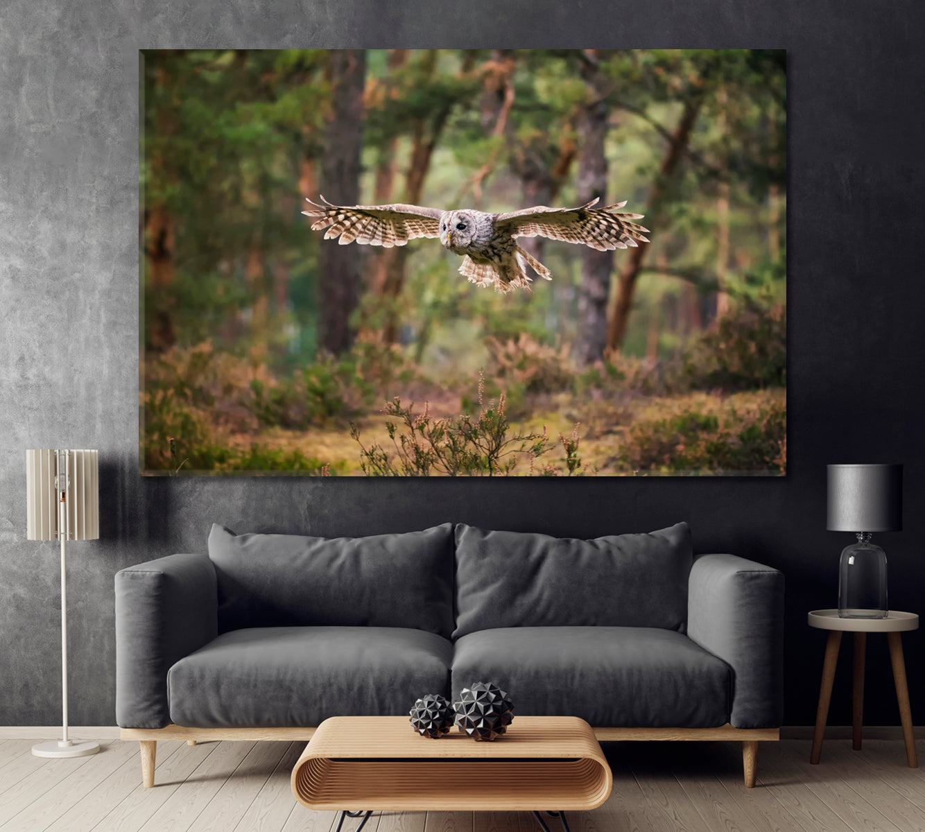 Tawny Owl in Forest Canvas Print ArtLexy 1 Panel 24"x16" inches 