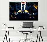 Businessman with Boxing Gloves Canvas Print ArtLexy 1 Panel 24"x16" inches 