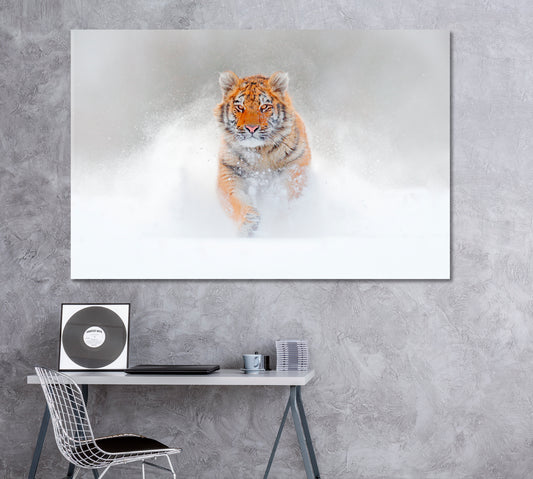 Amur Tiger in Snow Taiga Russia Canvas Print ArtLexy 1 Panel 24"x16" inches 