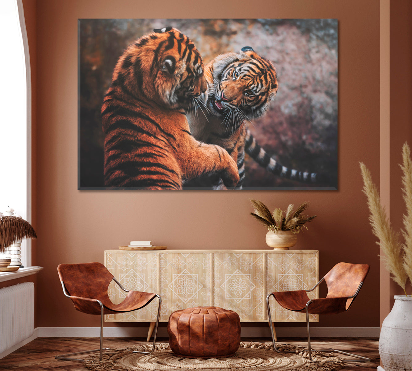 Two Sumatran Tiger Fighting Canvas Print ArtLexy   