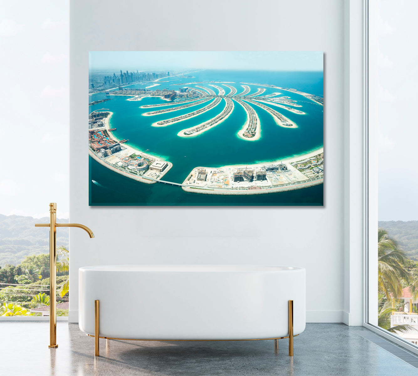 Jumeirah Palm Island Dubai Canvas Print ArtLexy 1 Panel 24"x16" inches 