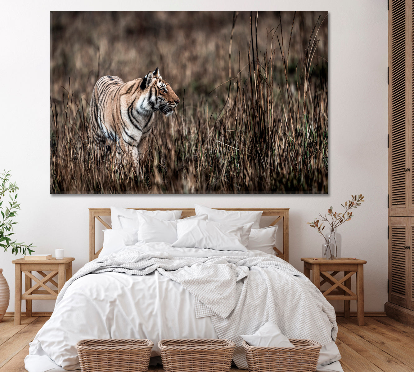 Tiger in Jim Corbett National Park India Canvas Print ArtLexy 1 Panel 24"x16" inches 