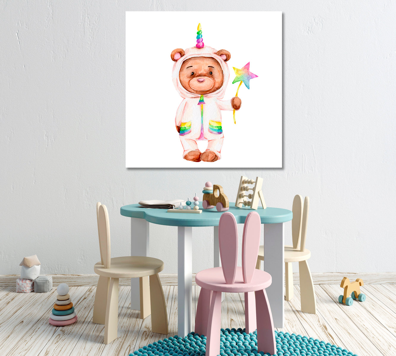 Unicorn Teddy Bear Canvas Print ArtLexy   