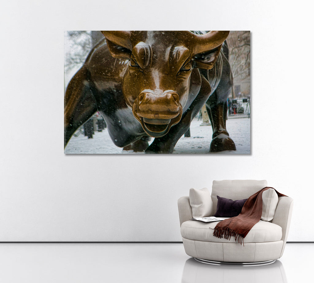 Charging Bull in Lower Manhattan New York Canvas Print ArtLexy 1 Panel 24"x16" inches 