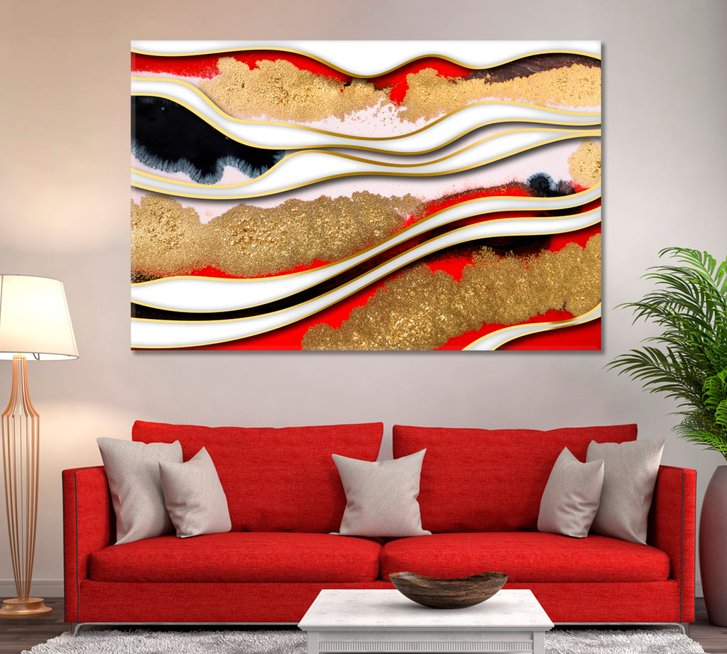 Gold Marble Pattern Canvas Print ArtLexy 1 Panel 24"x16" inches 