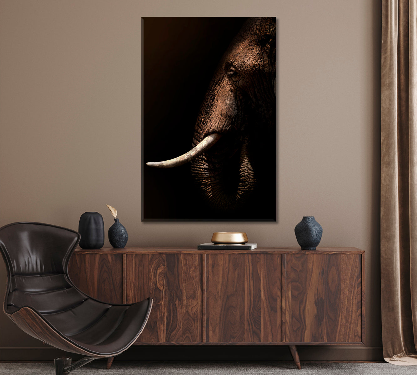 Elephant Portrait Canvas Print ArtLexy 1 Panel 16"x24" inches 