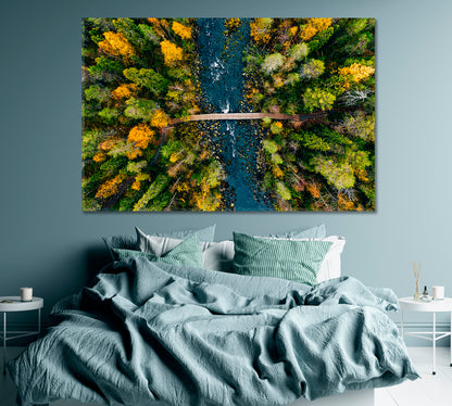 Autumn Forest and River in Oulanka National Park Finland Canvas Print ArtLexy 1 Panel 24"x16" inches 