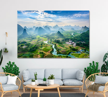 Nature Landscape Guilin China Canvas Print ArtLexy 1 Panel 24"x16" inches 