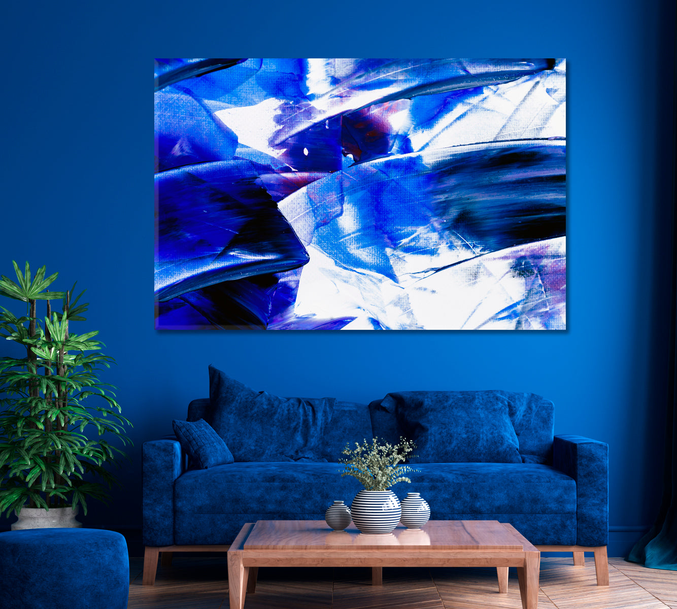 Abstract Blue Pattern Canvas Print ArtLexy 1 Panel 24"x16" inches 