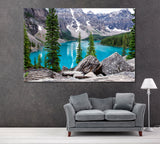 Blue Lake Moraine Banff National Park Alberta Canvas Print ArtLexy 1 Panel 24"x16" inches 