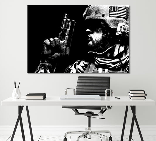 United States Marine Canvas Print ArtLexy 1 Panel 24"x16" inches 