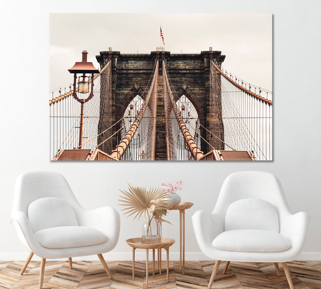 Brooklyn Bridge In Pastel Colors Canvas Print ArtLexy 1 Panel 24"x16" inches 