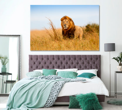 Wild Lion in Kenya Canvas Print ArtLexy 1 Panel 24"x16" inches 