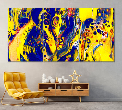 Set of 3 Abstract Fluid Acryli Painting Canvas Print ArtLexy 3 Panels 48”x24” inches 