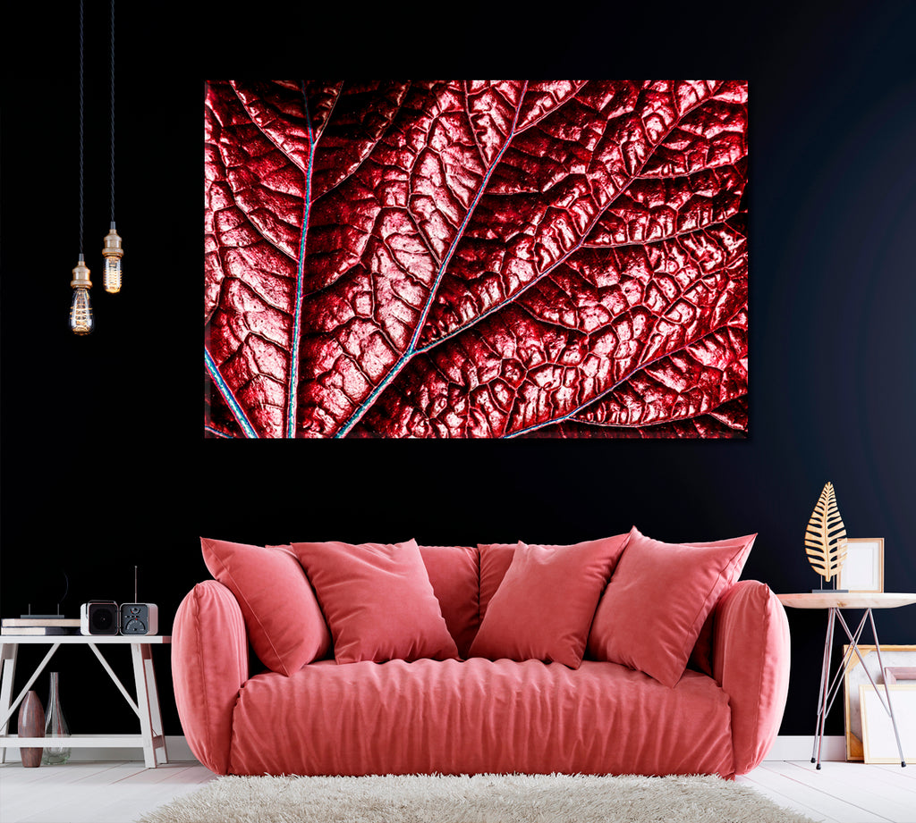 Red Tropical Leaf Canvas Print ArtLexy 1 Panel 24"x16" inches 