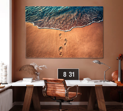 Footsteps on Sand Canvas Print ArtLexy 1 Panel 24"x16" inches 