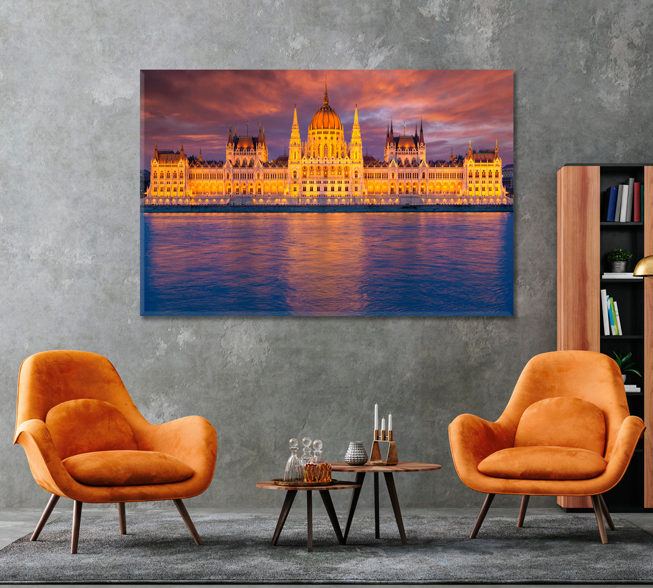 Hungarian Parliament Building along river Danube Canvas Print ArtLexy   
