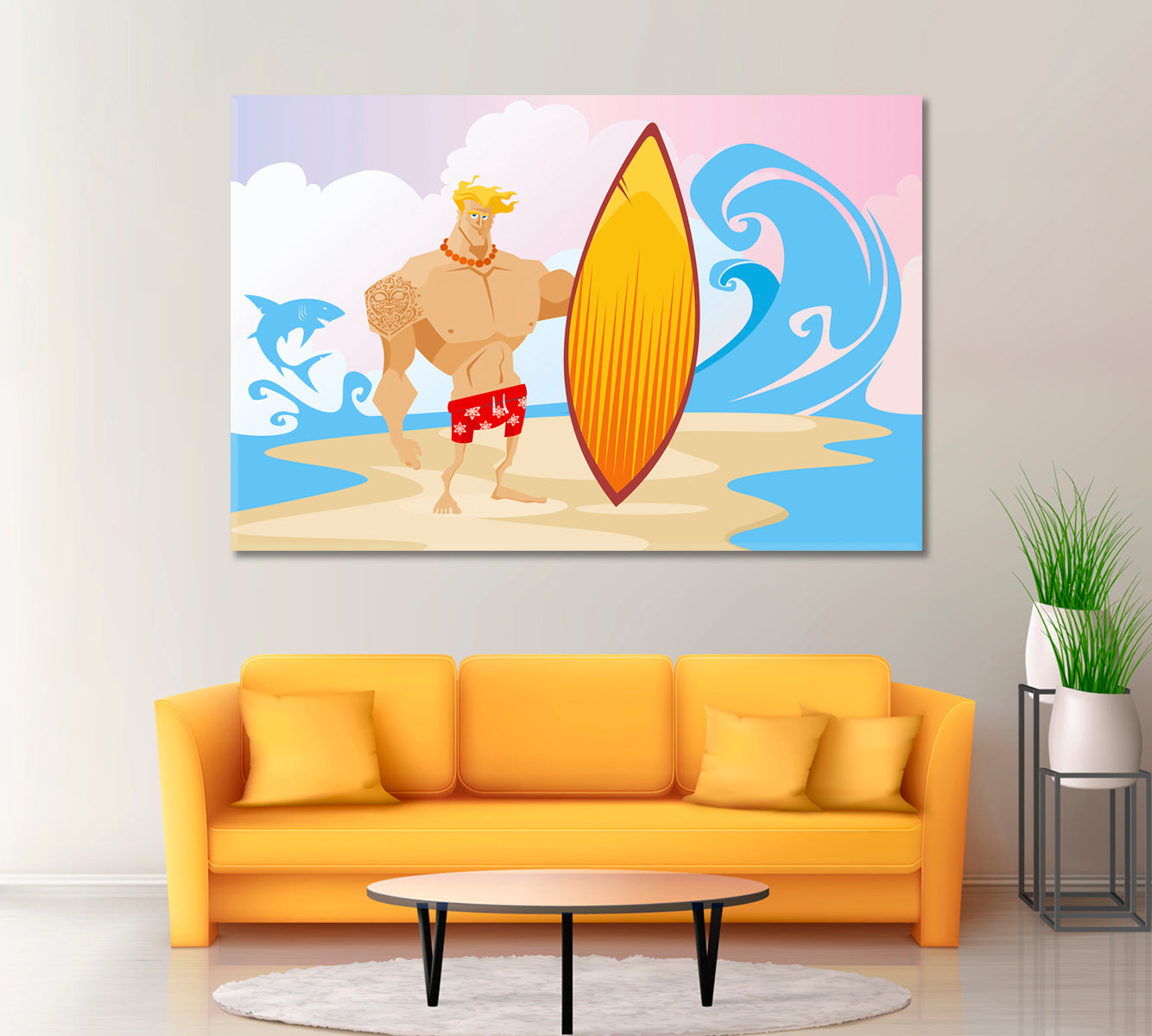 Surfer Canvas Print ArtLexy 1 Panel 24"x16" inches 