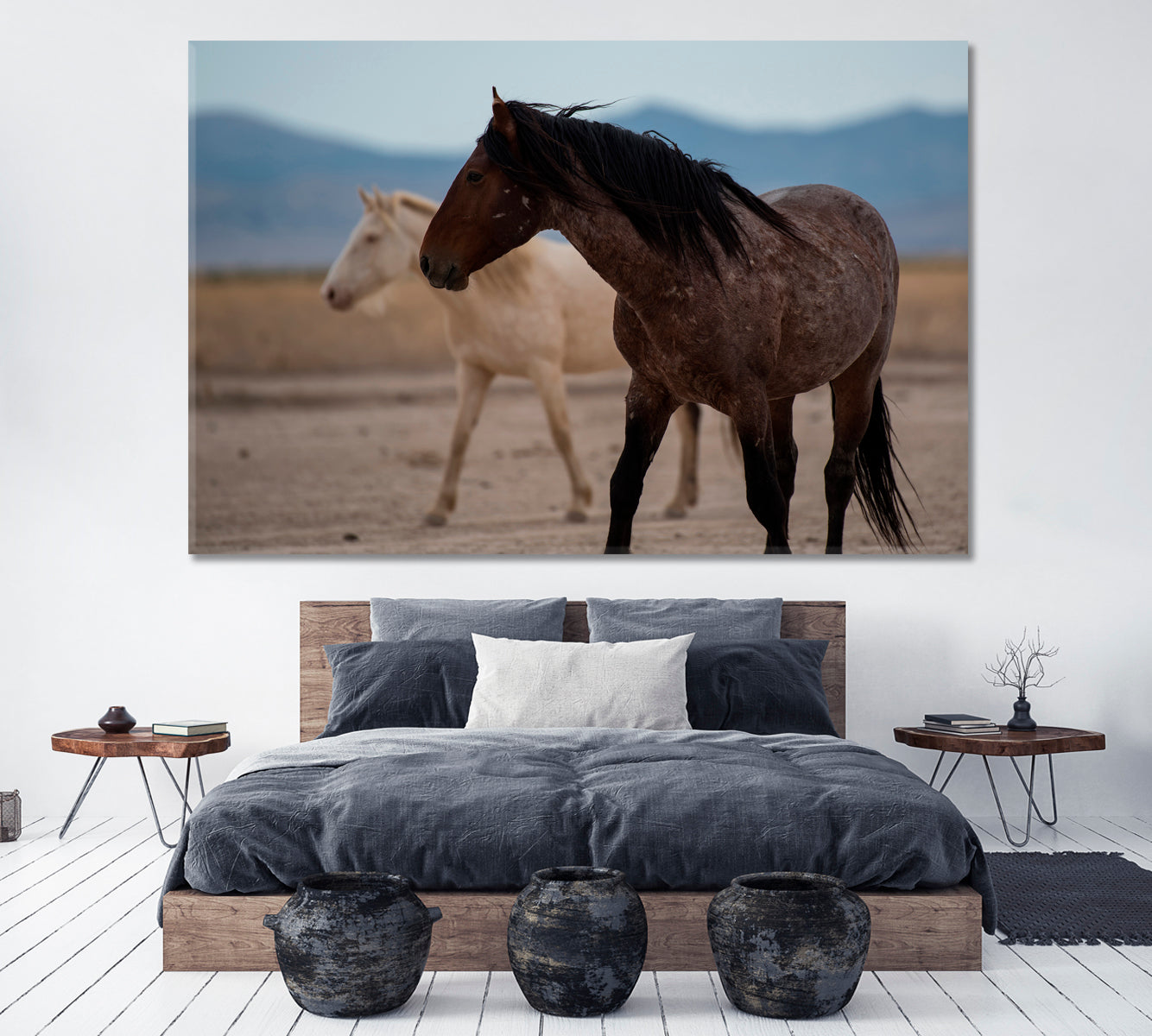 Wild Mustangs in Western Utah USA Canvas Print ArtLexy 1 Panel 24"x16" inches 