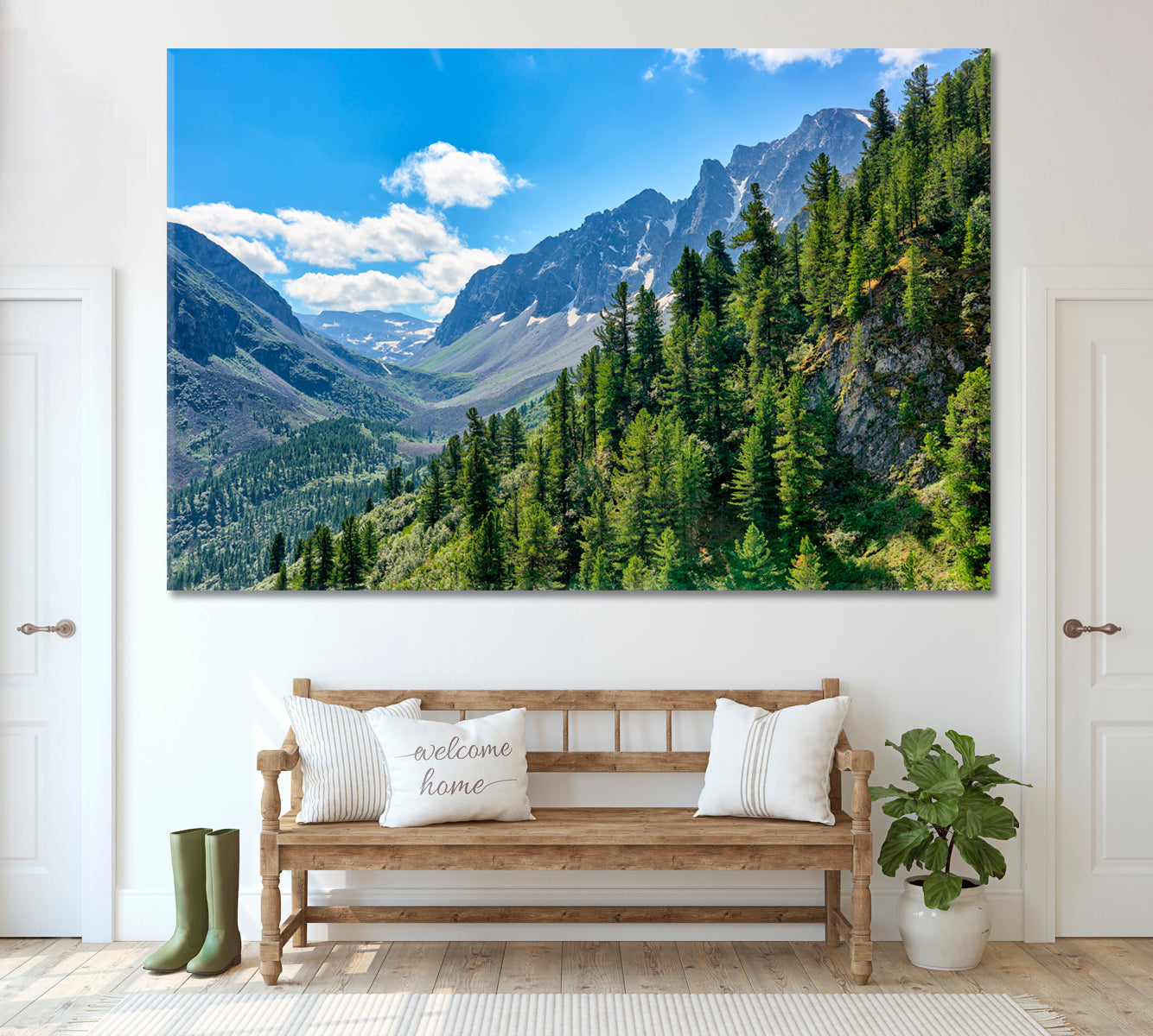 Pine Forest on Mountainside Canvas Print ArtLexy 1 Panel 24"x16" inches 