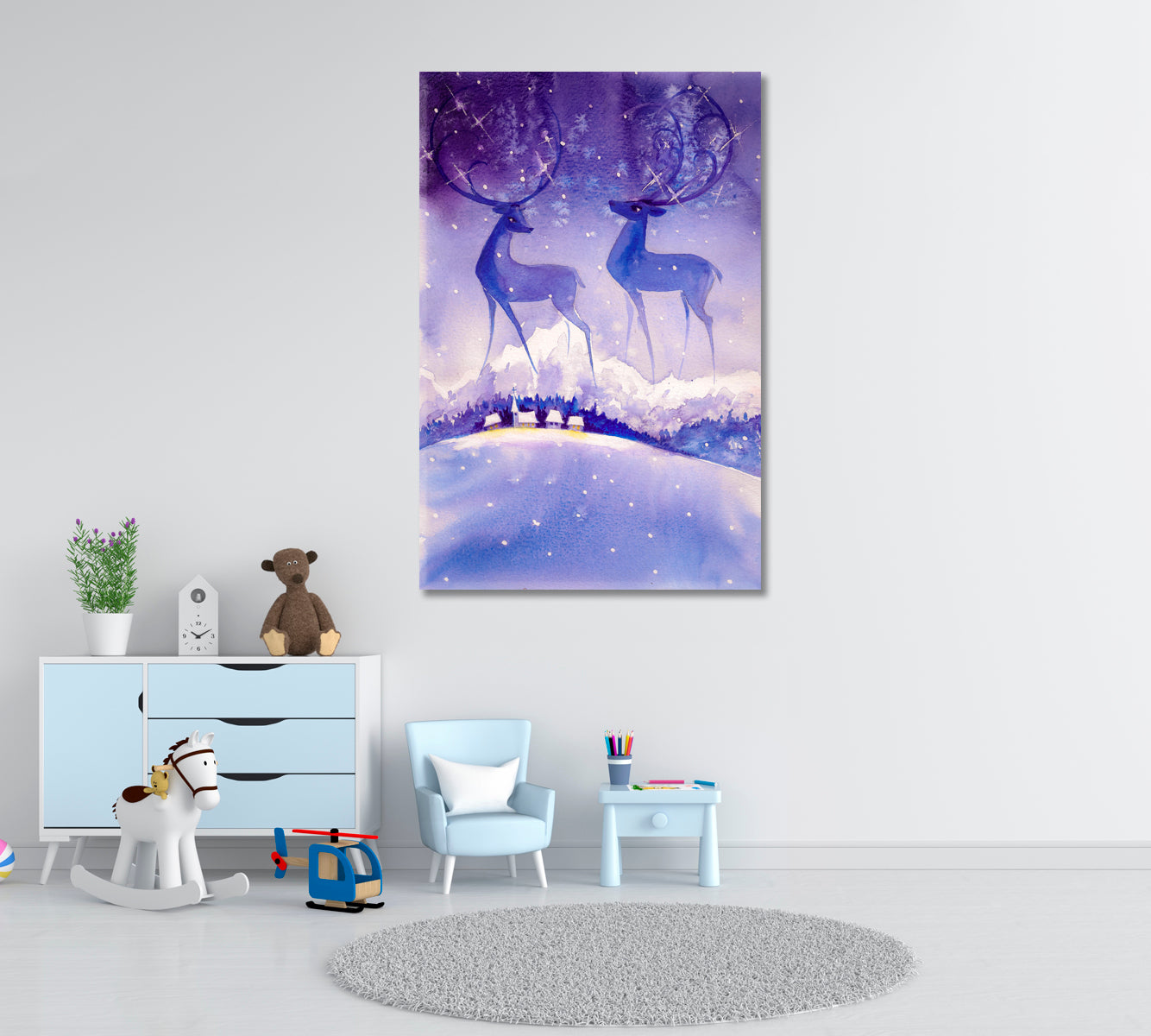 Noble Deers in Snowy Forest Canvas Print ArtLexy   