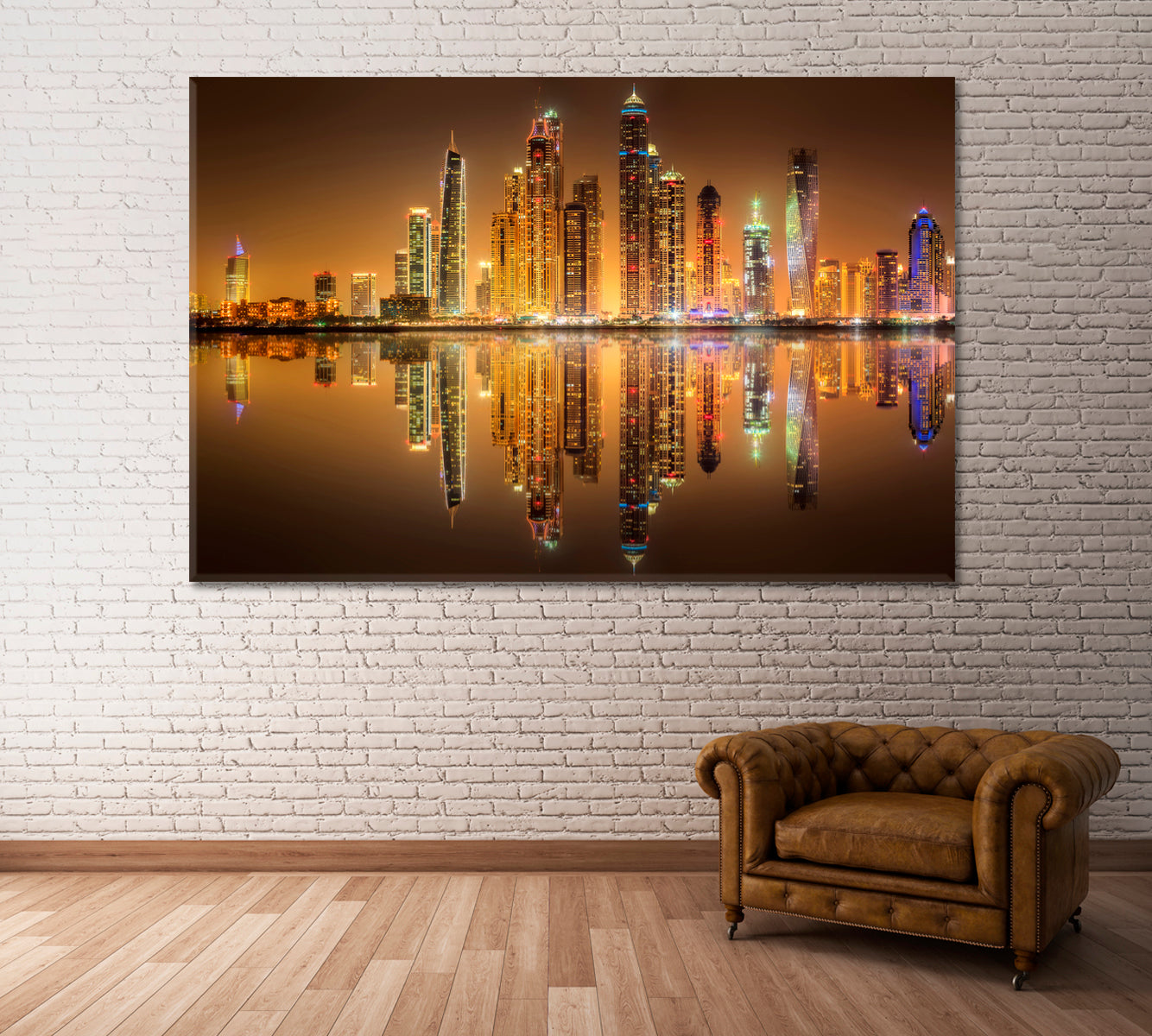 Dubai Marina Bay UAE Canvas Print ArtLexy 1 Panel 24"x16" inches 