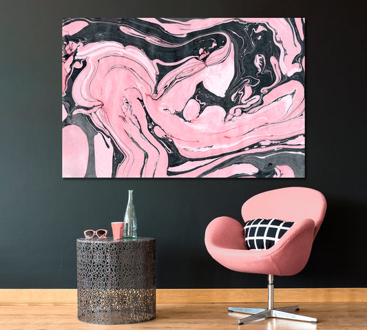 Abstract Pink Liquid Marble Pattern Canvas Print ArtLexy 1 Panel 24"x16" inches 