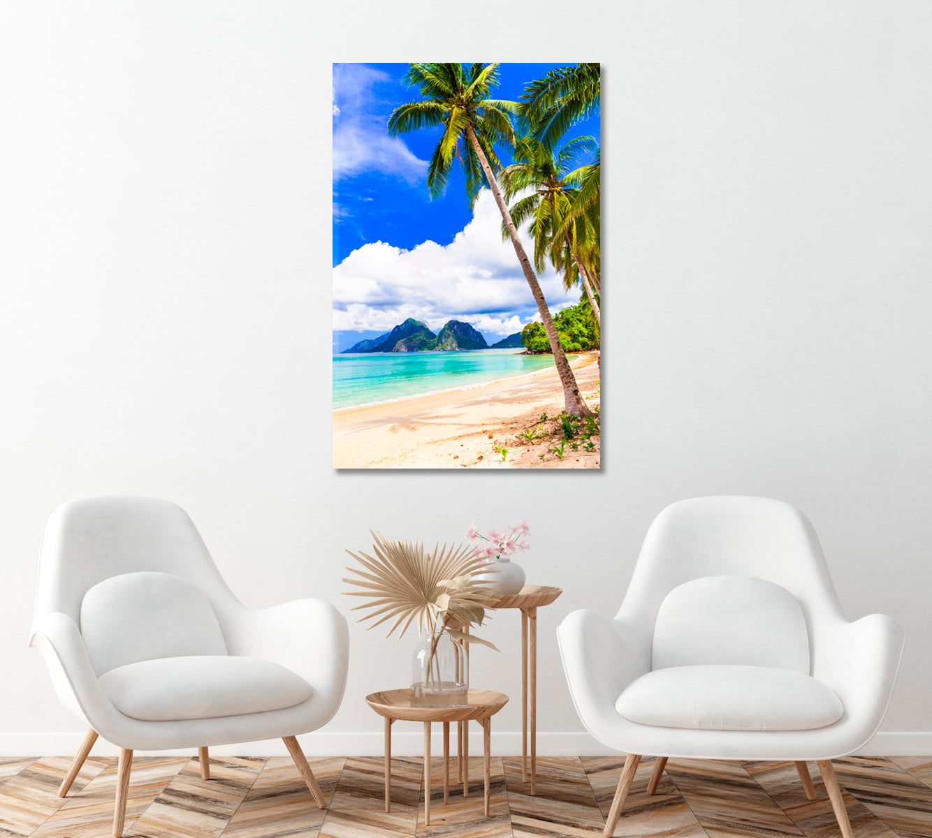 Tropical Beach with Coconut Palm Trees Philippines Canvas Print ArtLexy   