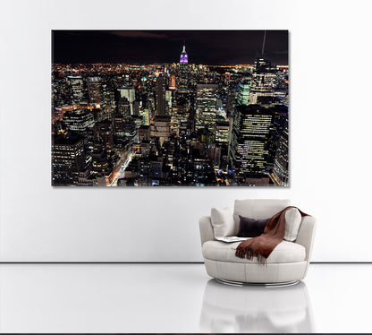 Empire State Building at Night Canvas Print ArtLexy 1 Panel 24"x16" inches 