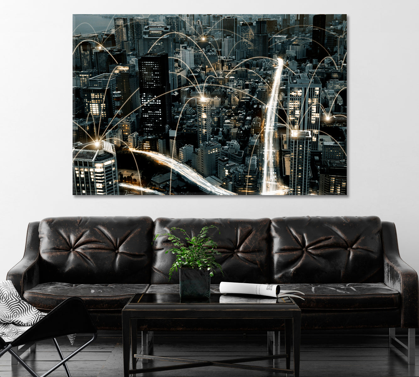 City Network Canvas Print ArtLexy 1 Panel 24"x16" inches 