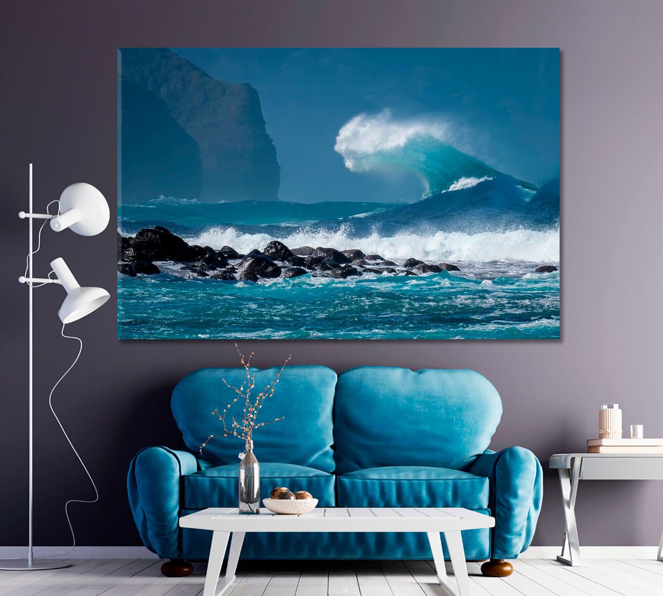 Giant Wave on Napali Coast Canvas Print ArtLexy 1 Panel 24"x16" inches 