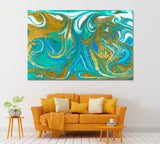 Green and Gold Marble Liquid Pattern Canvas Print ArtLexy 1 Panel 24"x16" inches 