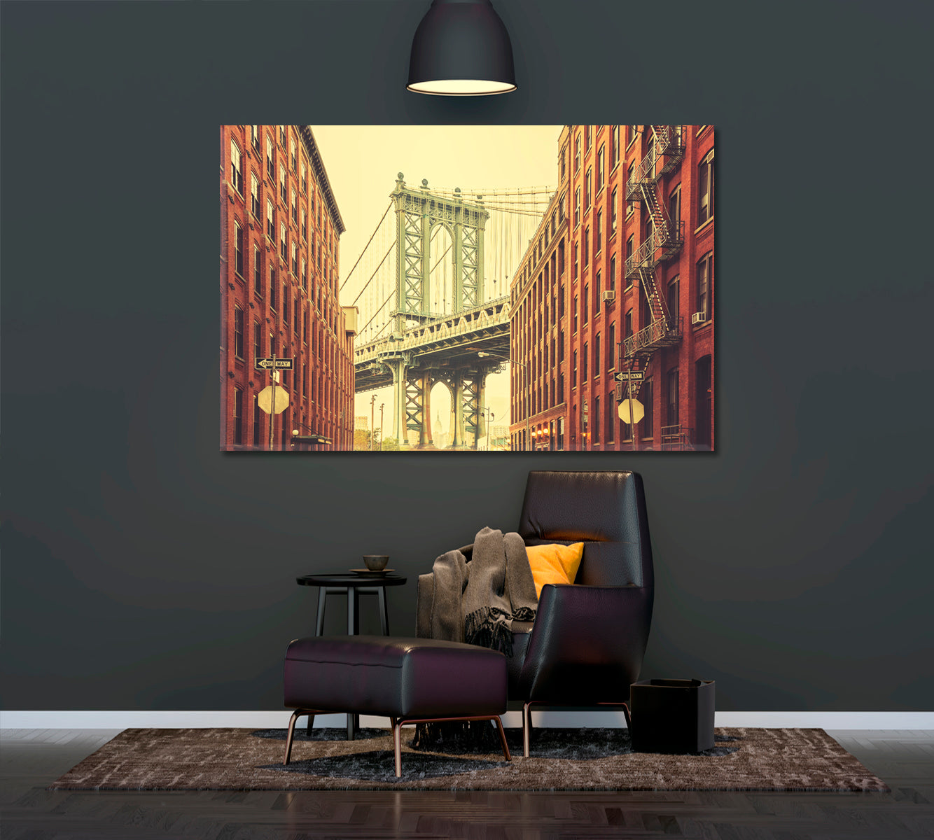 Manhattan Bridge seen from Dumbo Canvas Print ArtLexy 1 Panel 24"x16" inches 