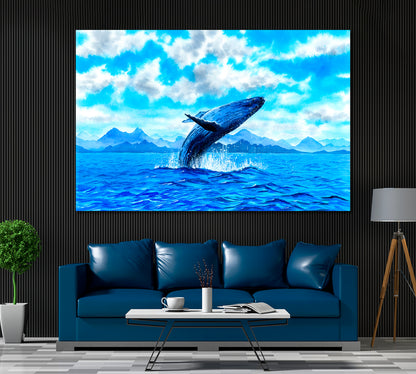 Fantasy Whale Canvas Print ArtLexy 1 Panel 24"x16" inches 