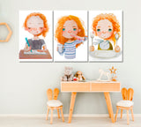 Set of 3 Cute Girl Canvas Print ArtLexy   