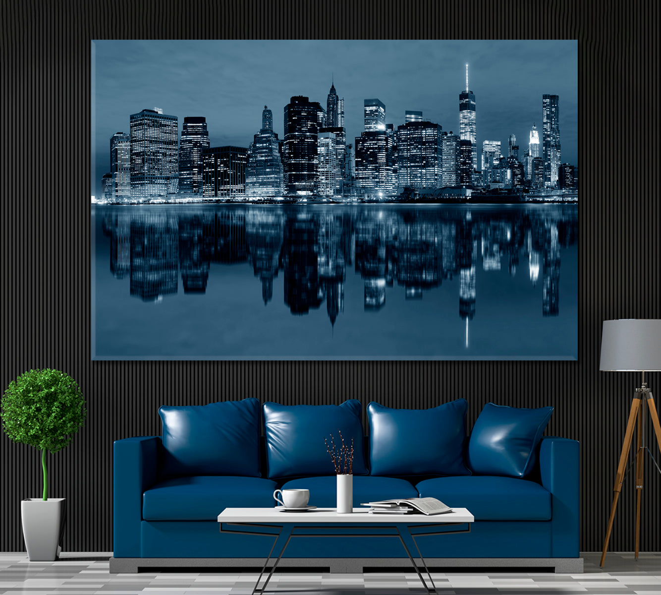 Manhattan Downtown Reflections Canvas Print ArtLexy 1 Panel 24"x16" inches 