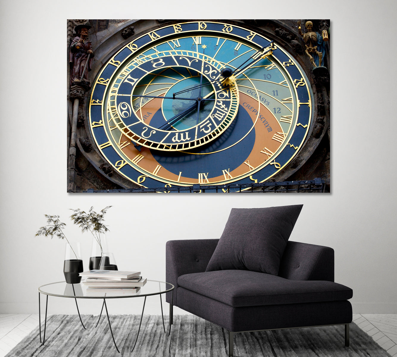 Prague Astronomical Clock Canvas Print ArtLexy 1 Panel 24"x16" inches 