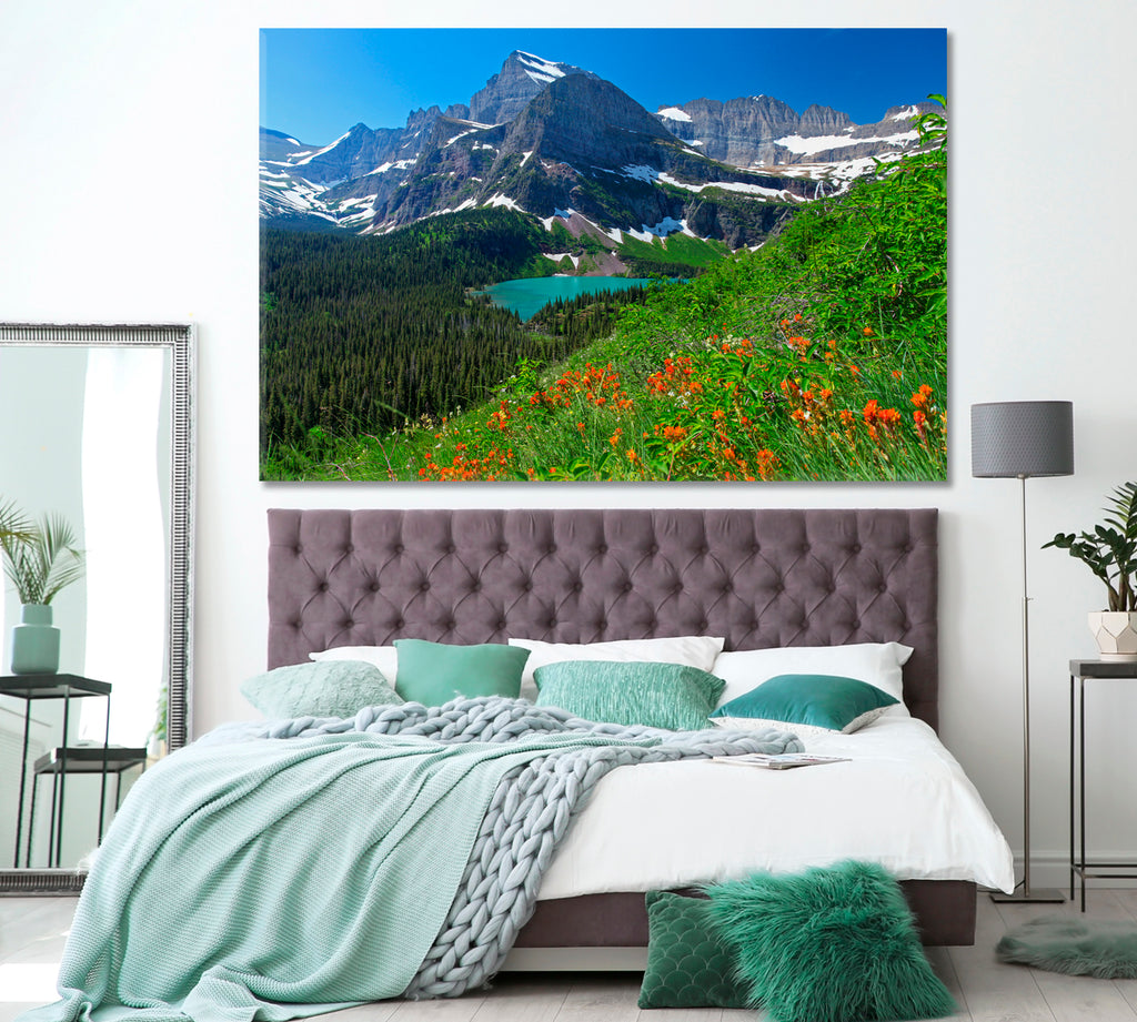 Glacier National Park in Montana Canvas Print ArtLexy 1 Panel 24"x16" inches 