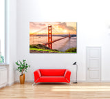 Amazing View Golden Gate Bridge San Francisco at Sunrise Canvas Print ArtLexy 1 Panel 24"x16" inches 