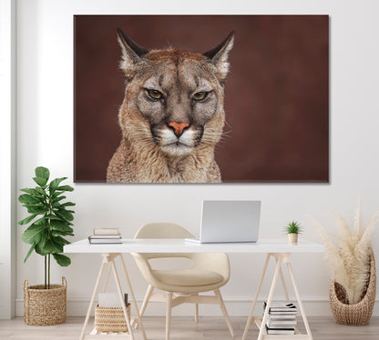 Funny Cougar American Puma Canvas Print ArtLexy 1 Panel 24"x16" inches 