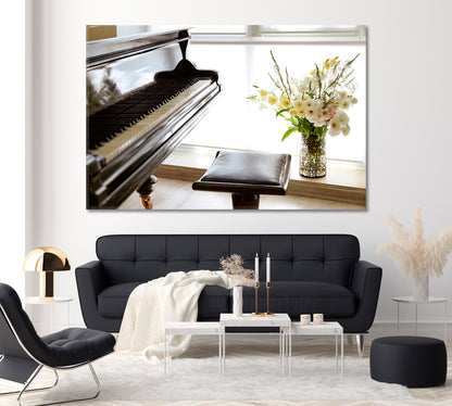 Beautiful Piano with Flowers Canvas Print ArtLexy 1 Panel 24"x16" inches 
