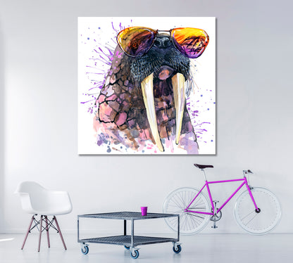 Stylish Walrus in Sunglasses Canvas Print ArtLexy   