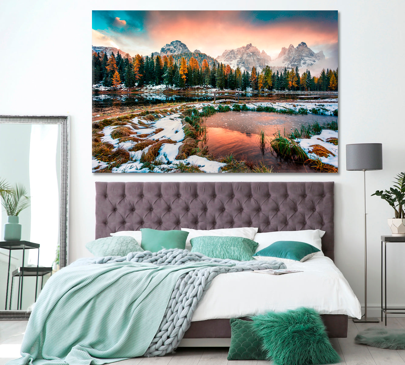 Antorno Lake Dolomite Alps Canvas Print ArtLexy 1 Panel 24"x16" inches 