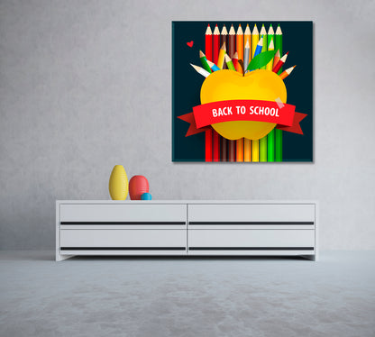 Welcome Back to School Illustration Canvas Print ArtLexy 1 Panel 12"x12" inches 