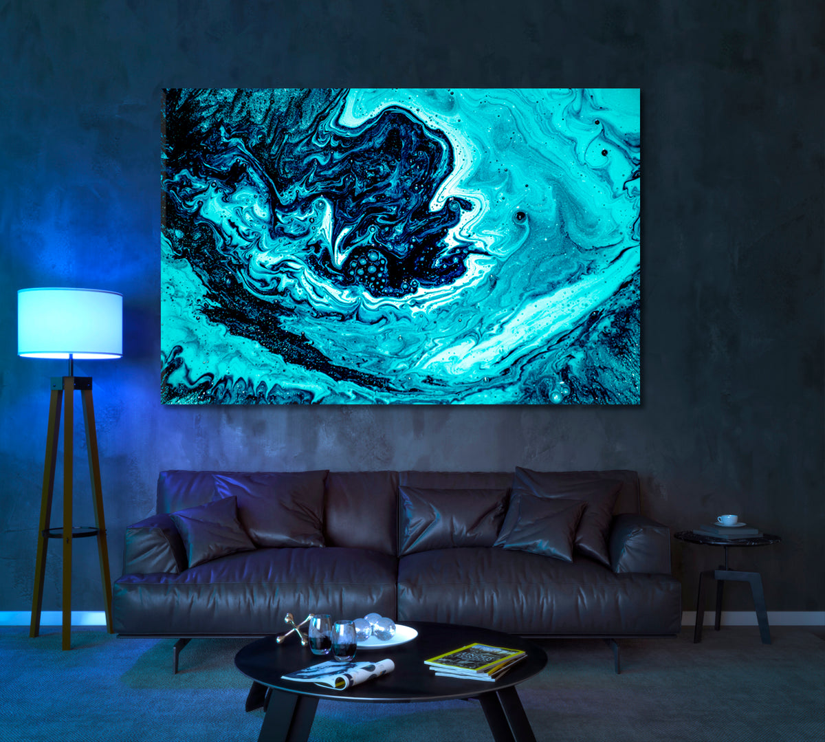 Abstract Sea Waves Canvas Print ArtLexy 1 Panel 24"x16" inches 
