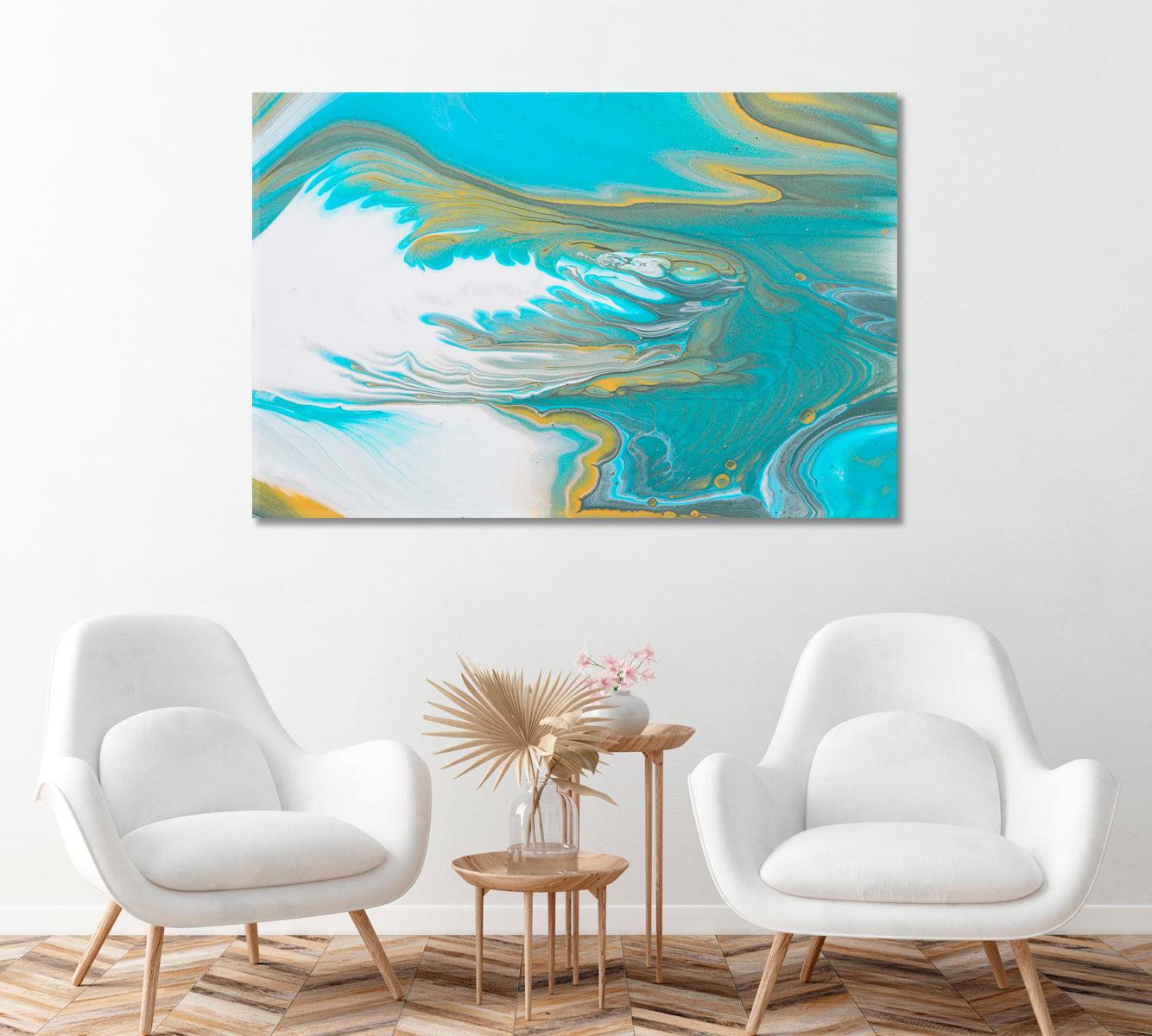 Beautiful Abstract Marbleized Effect of Blue Paint Canvas Print ArtLexy   