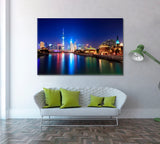 Shanghai at Night Canvas Print ArtLexy 1 Panel 24"x16" inches 
