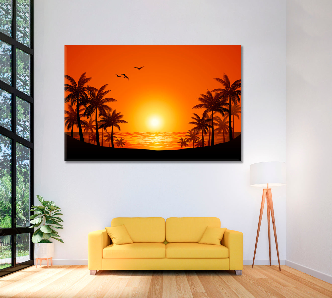 Hawaii Sunset Canvas Print ArtLexy 1 Panel 24"x16" inches 