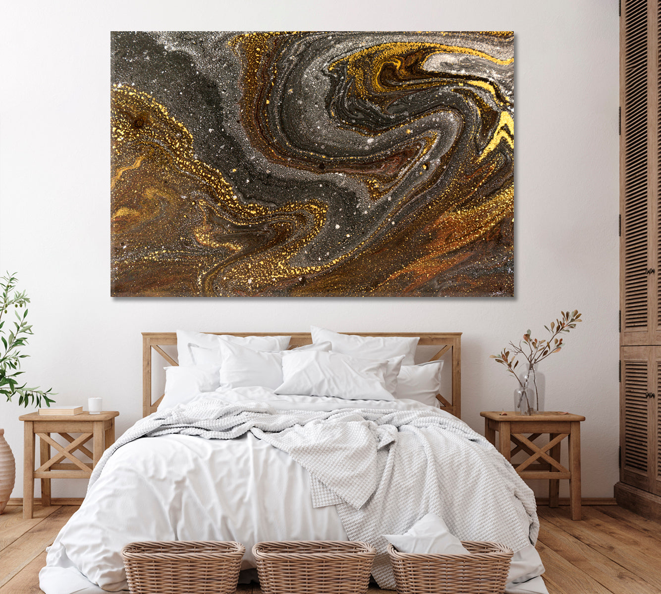 Abstract Marble Mixed Acrylic Paints Canvas Print ArtLexy 1 Panel 24"x16" inches 